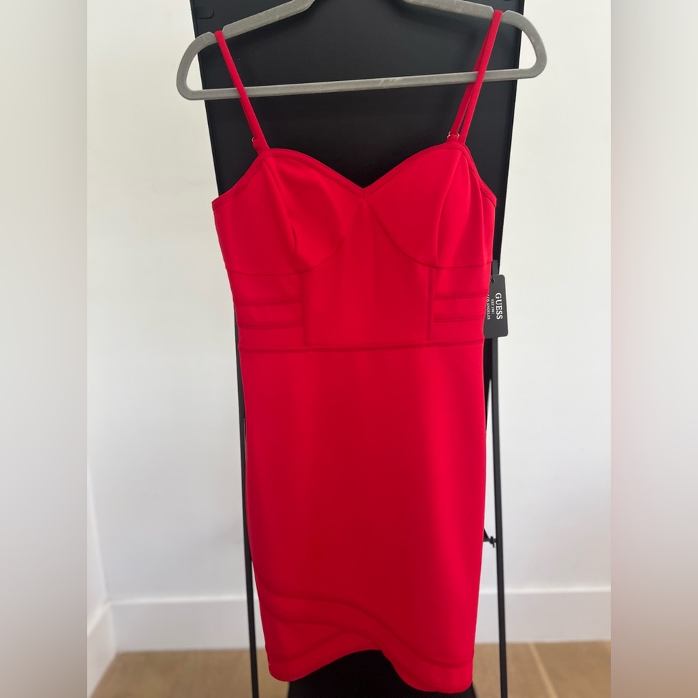 GUESS Red Bodycon Mini Dress Strappy Sexy Dress